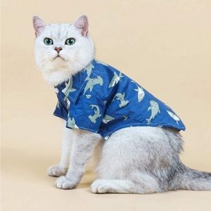 🟢 FREE WITH ANY PURCHASE OVER $10. Shark Print Button Up Shirt for Dog / Cat